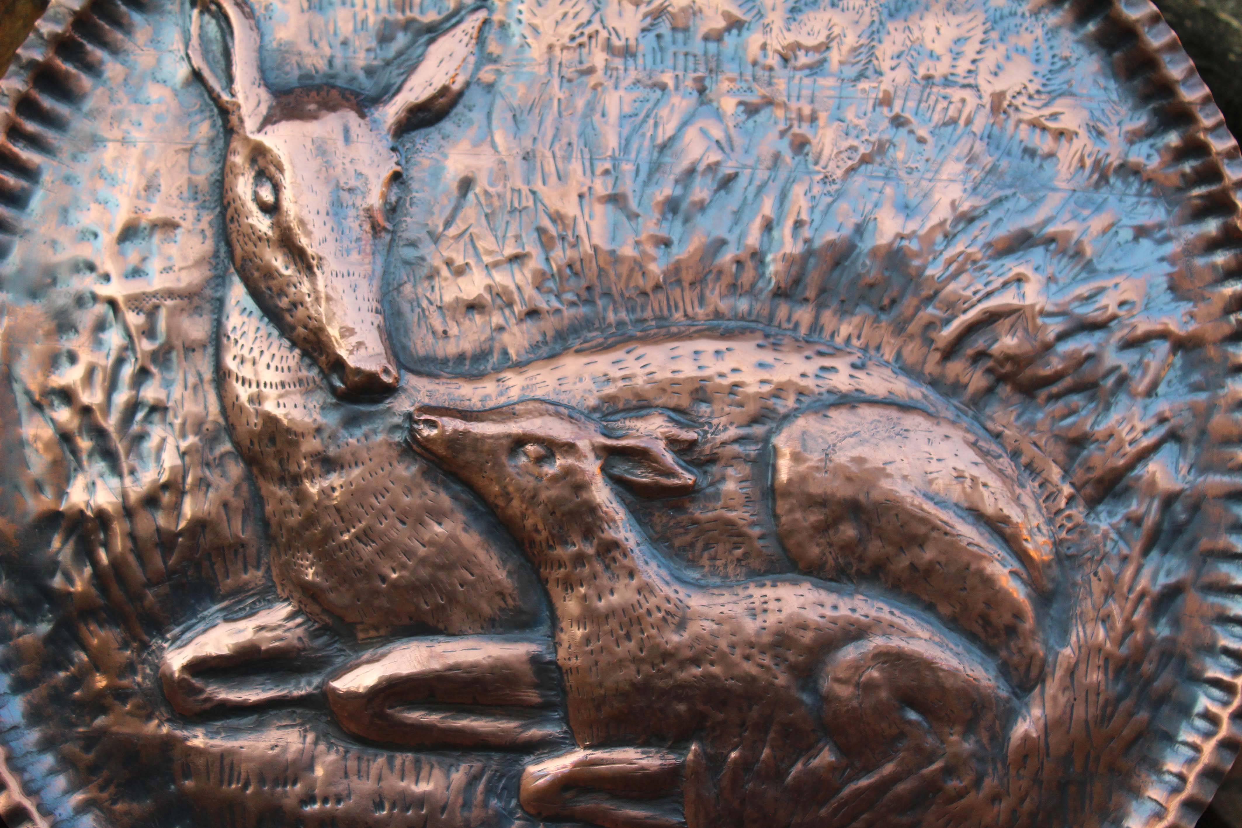 Enchanting Copper Wall Art - Doe and Fawn in Italian Craftsmanship, photo 2