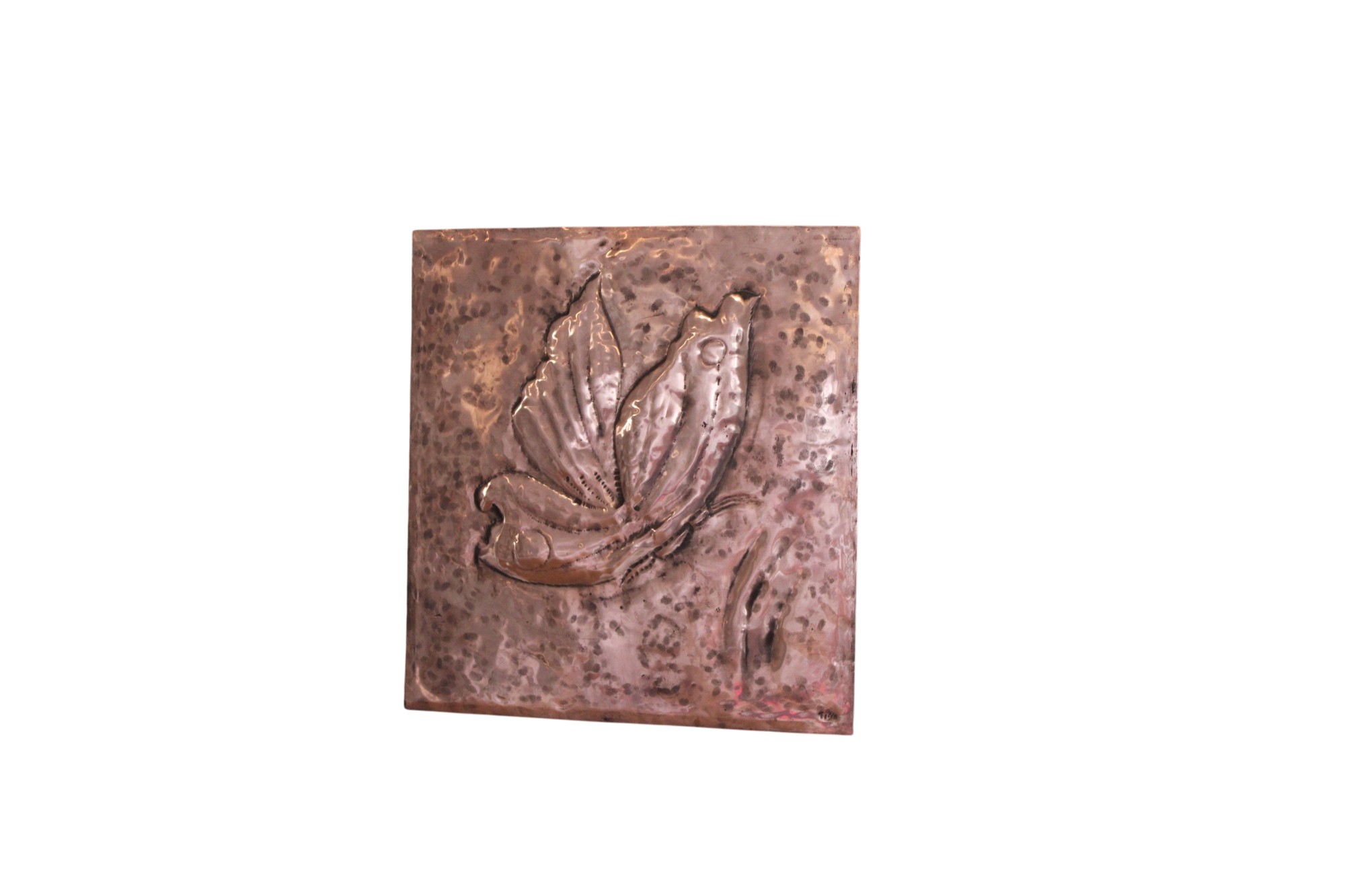 Handmade Copper Butterfly Wall Art Embossed Copper Panel Nature Decor Italian Metal Artwork