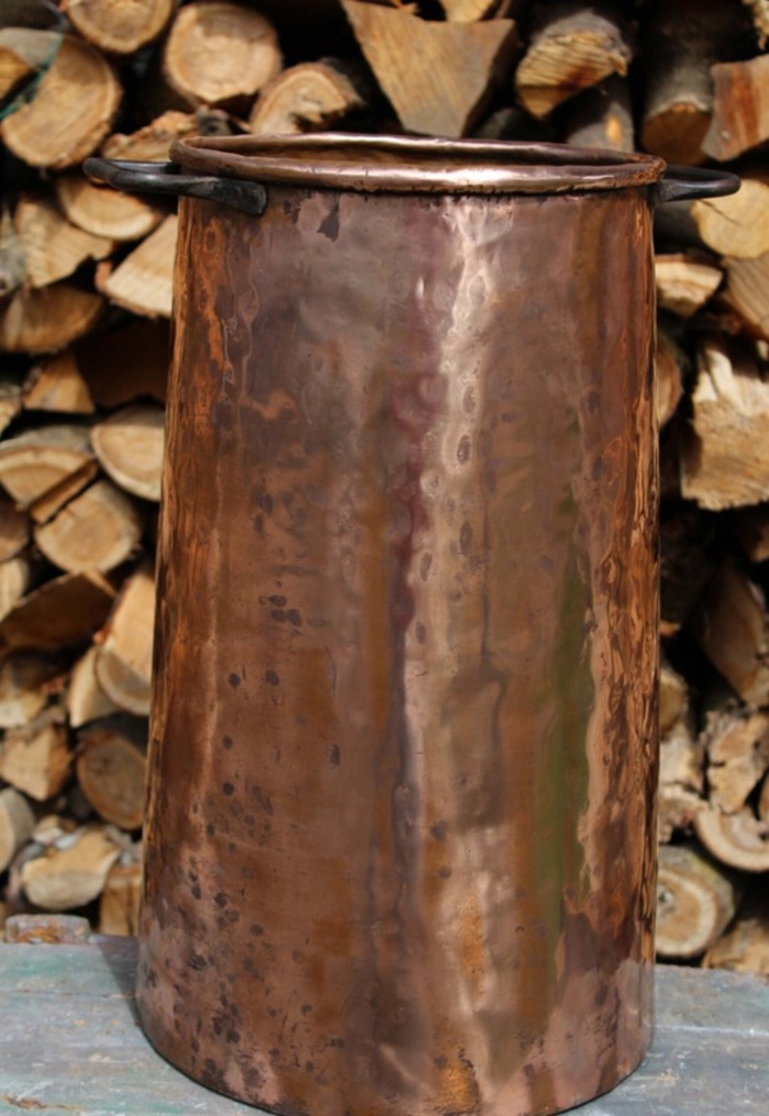 Copper Umbrella Stand with Wrought Iron Handles - Handcrafted Entryway Organizer, photo 4