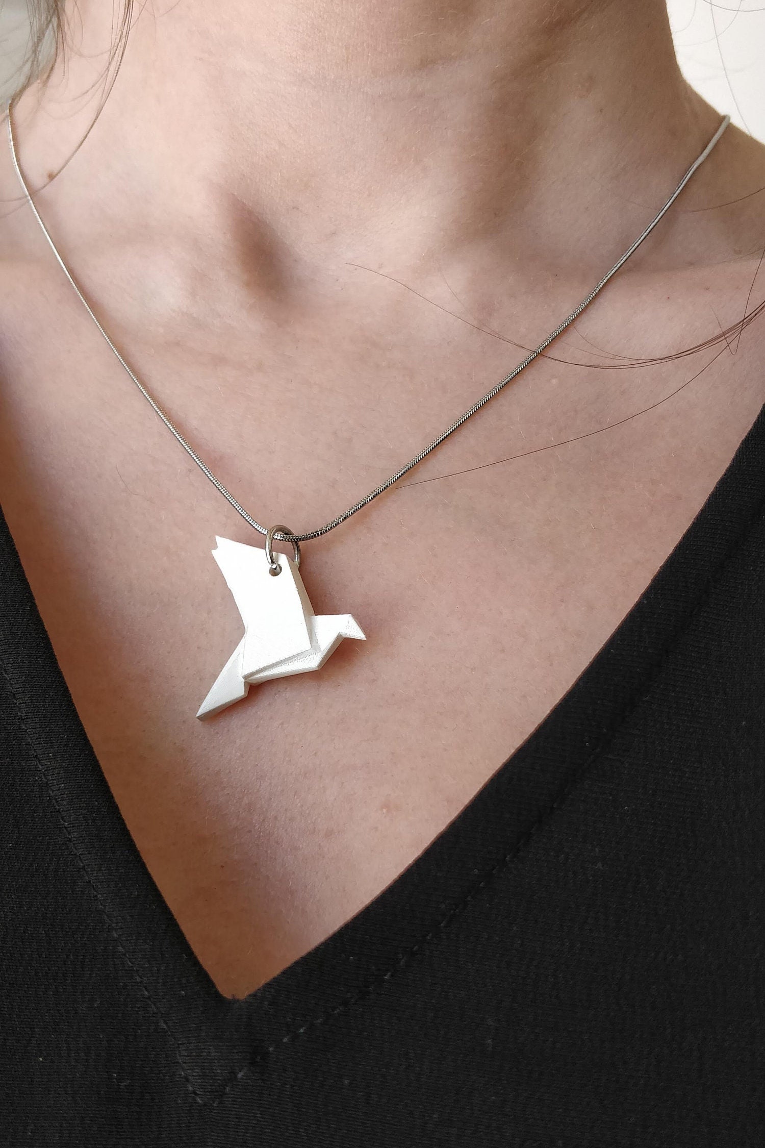 Origami Bird Necklace: Geometric Resin Pendant, Minimalist Jewelry, photo 6