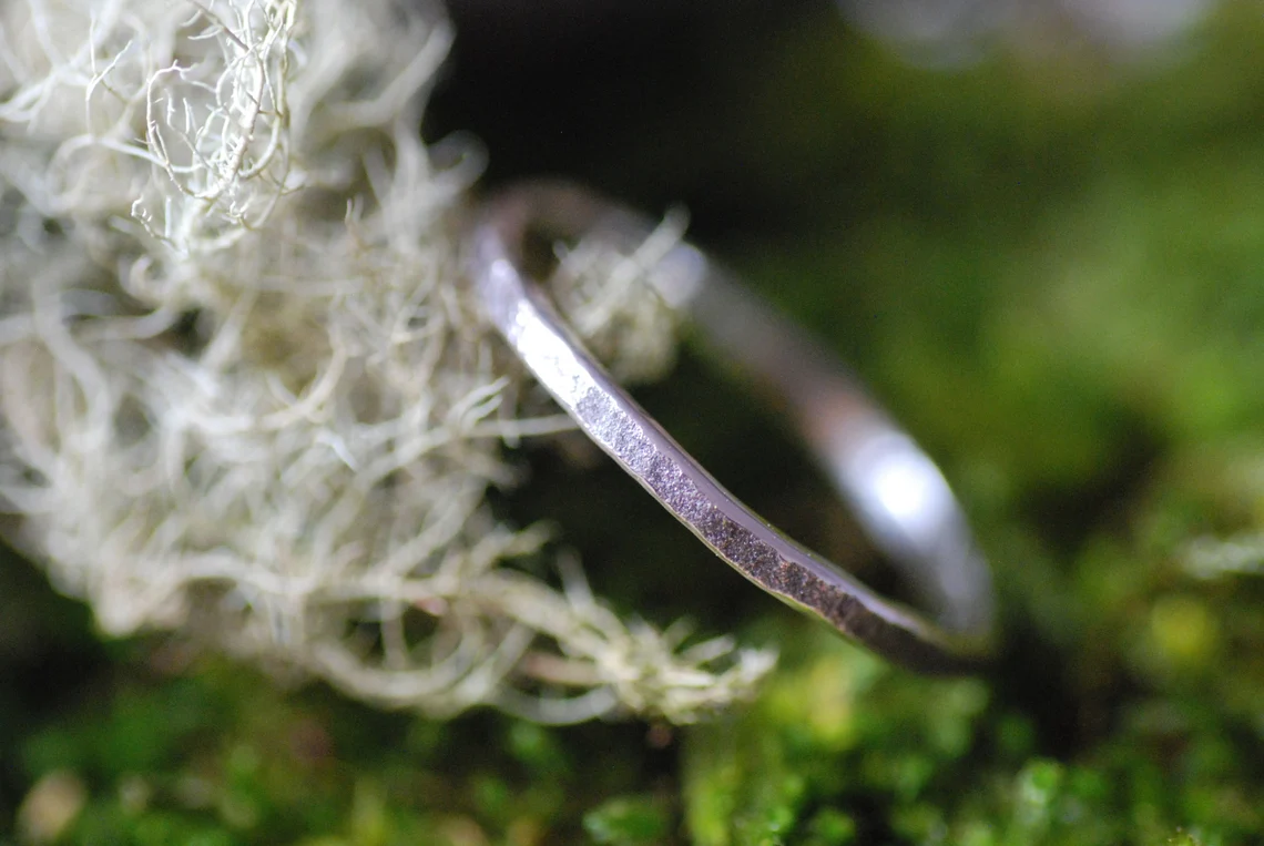 Sterling Silver Ring - Thin Hand-Hammered Rustic For Stacking, photo 3