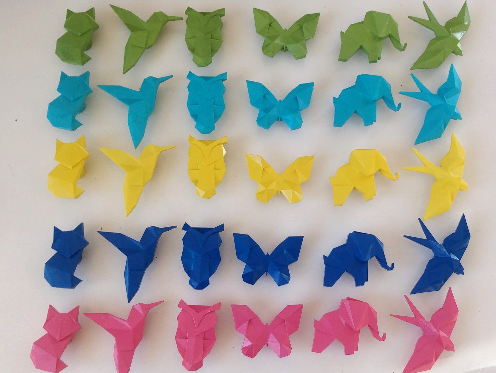 Origami Animal Drawer Knobs:  Baby's Nursery Handles, Kid's Cabinet Pulls - Fox, Butterfly, Elephant, Hummingbird, photo 4