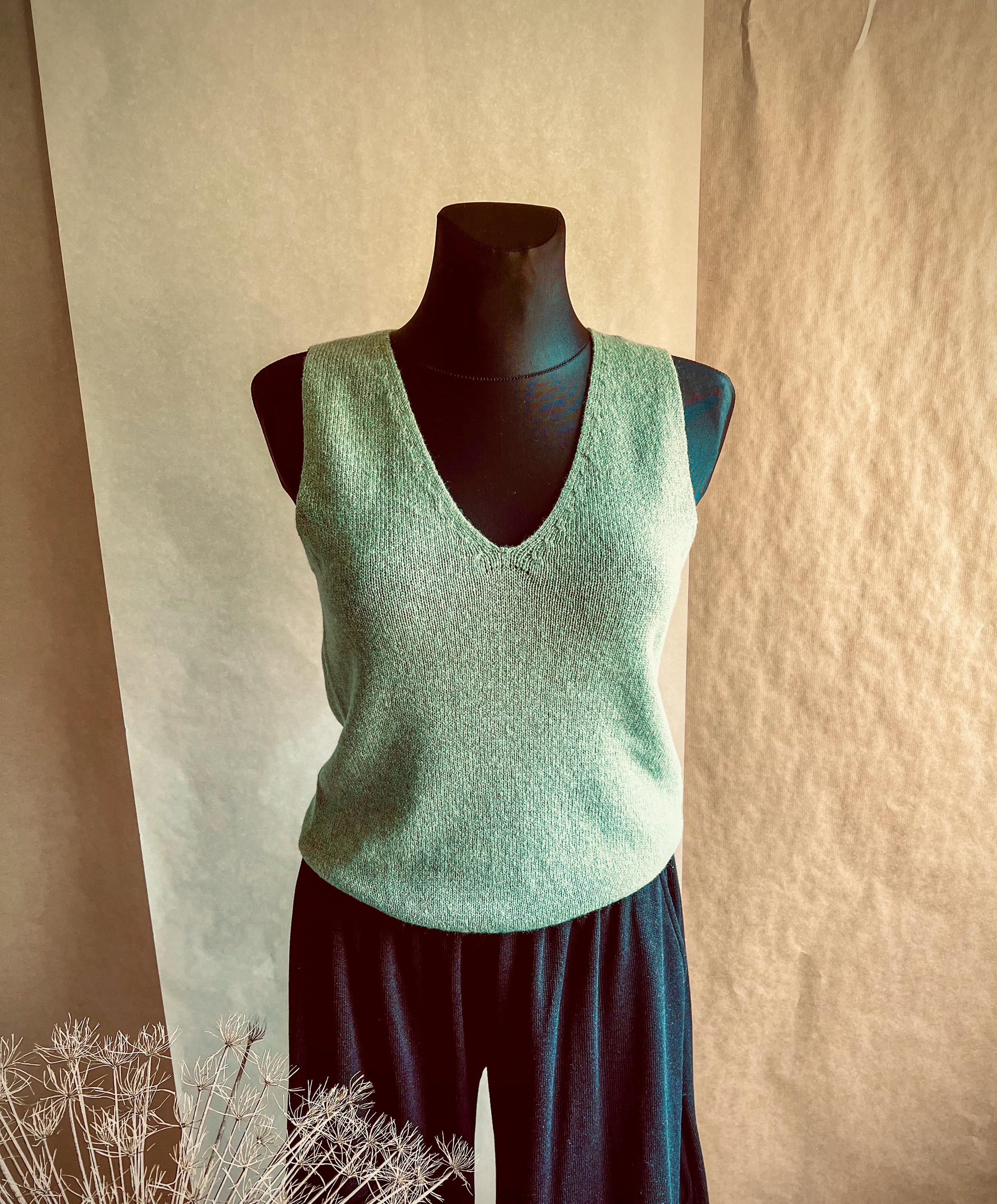 Tank top light Green  Women's Sleeveless Top, cashwool extra soft, non -itchy, photo 6