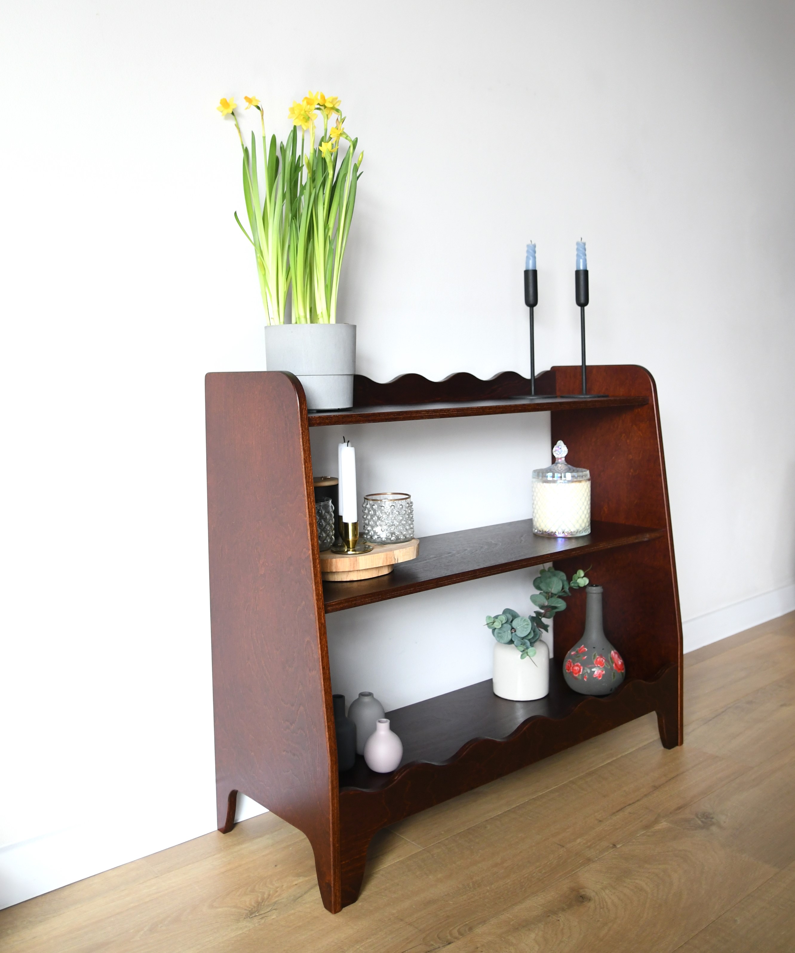 Handmade Wooden Bookshelf | Dark Brown Plywood Cabinet | Retro / Boho Wooden Shelf |  Living Room Decor, photo 3