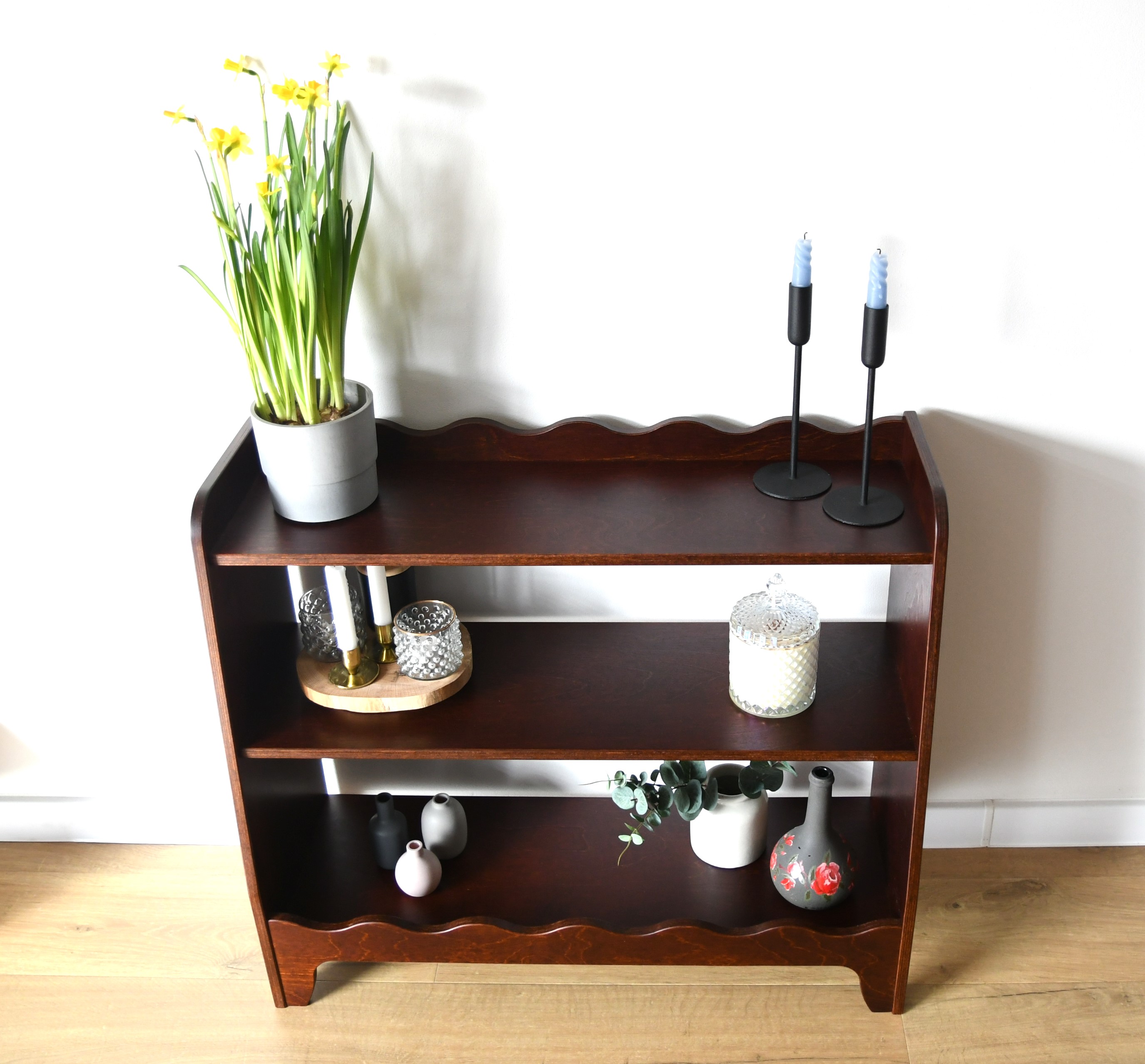 Handmade Wooden Bookshelf | Dark Brown Plywood Cabinet | Retro / Boho Wooden Shelf |  Living Room Decor, photo 5