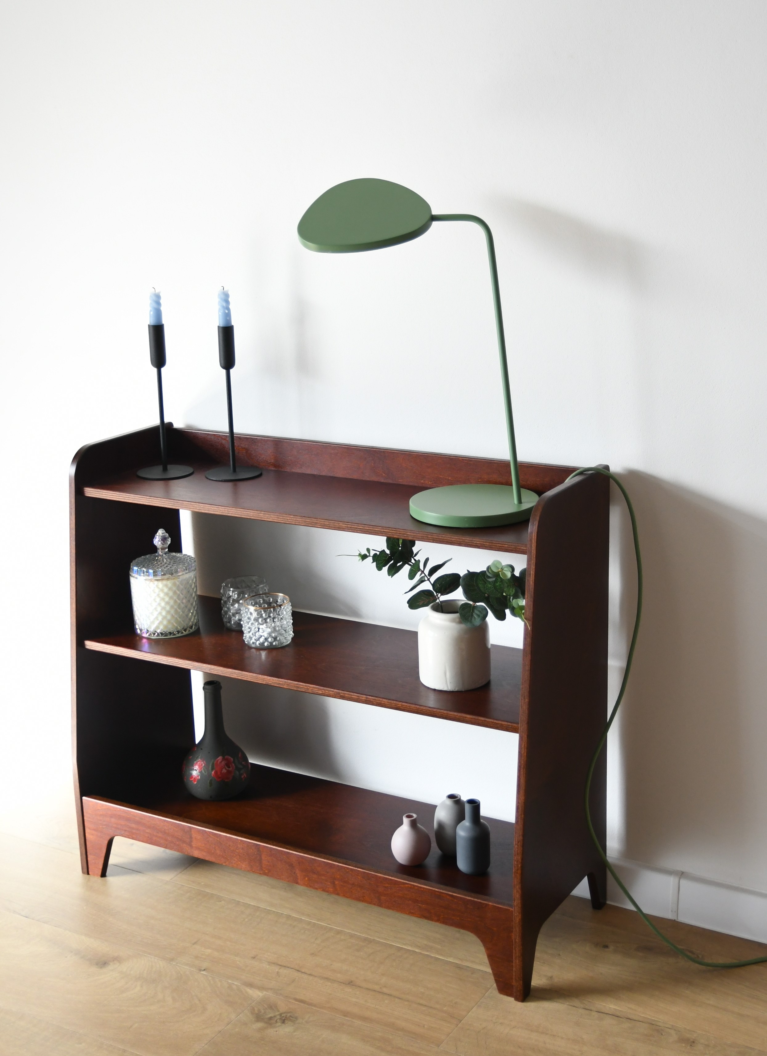 Handmade Wooden Bookshelf | Dark Brown Plywood Cabinet | Retro / Boho Wooden Shelf |  Living Room Decor, photo 3