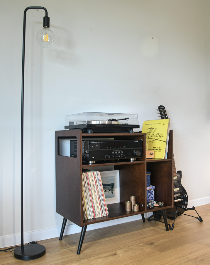 Handmade Plywood Turntable Stand | Dark Brown Vinyl Record Storage Cabinet, photo 4
