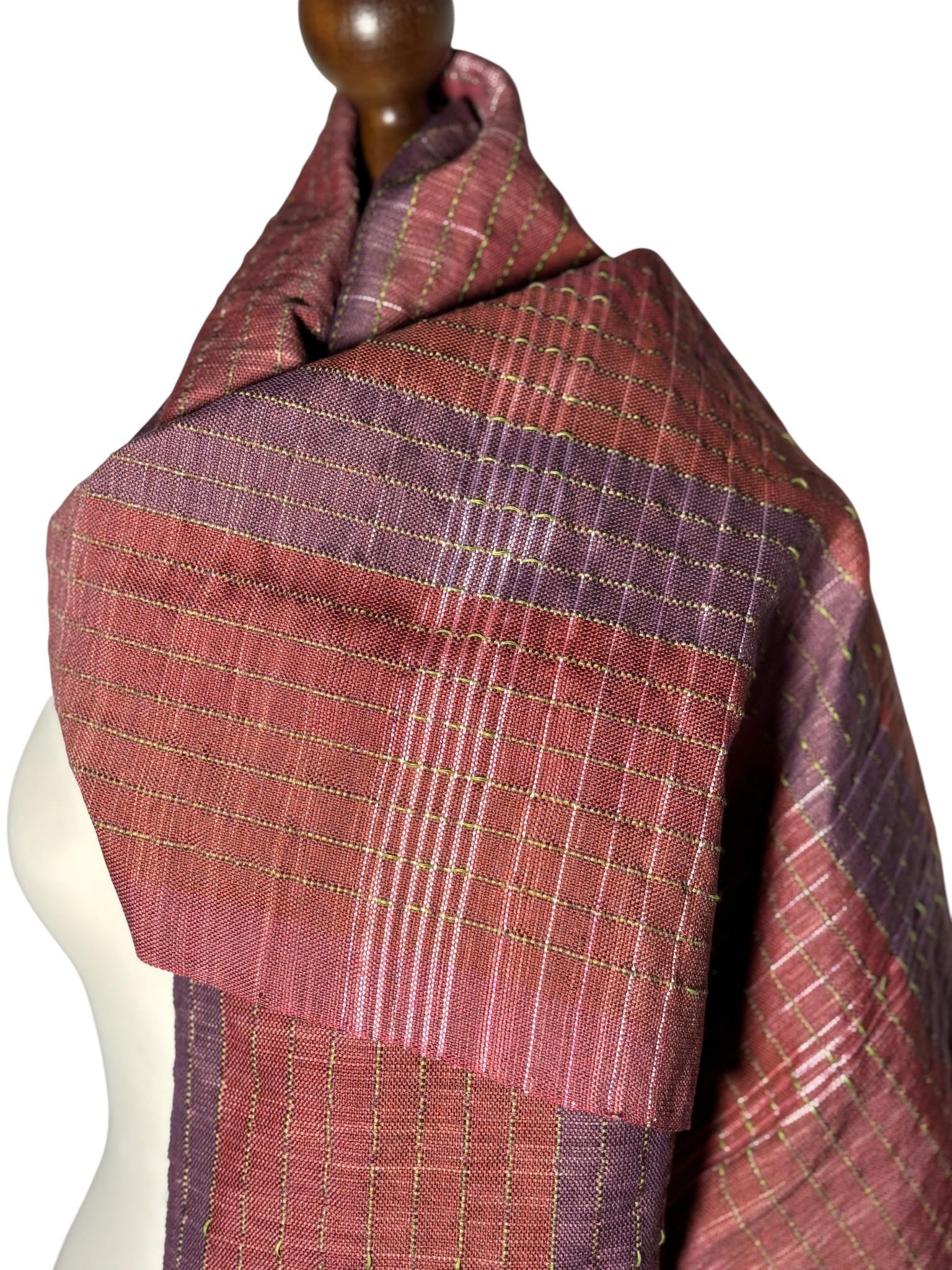 Hand-Dyed Burgundy Silk Scarf, Lightweight Fall Shawl, Monogram Personalized, photo 3