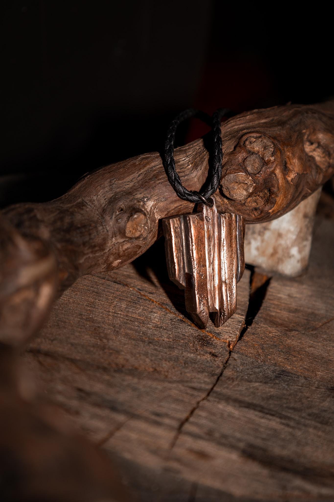 Bulwark – Rustic Bronze Shield Pendant, photo 4