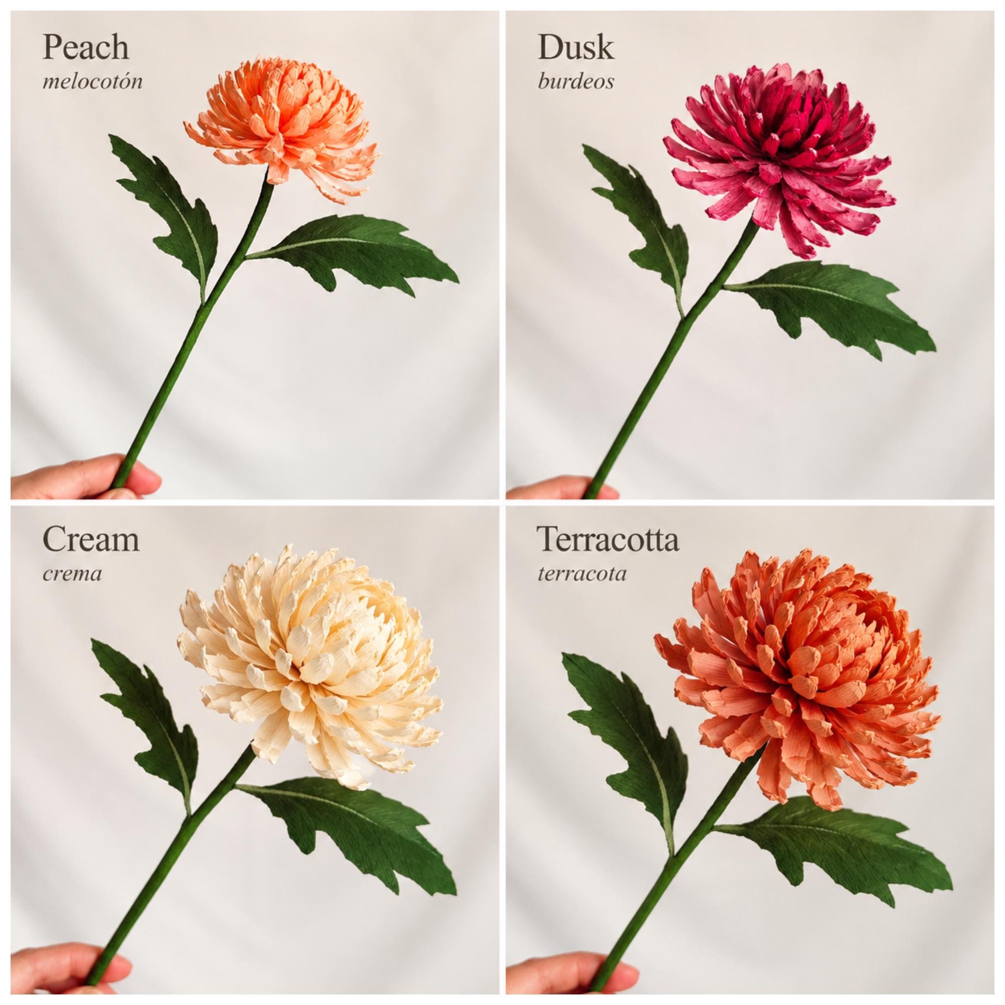 Handmade crepe paper chrysanthemums for autumn decor and wedding arrangements, photo 4